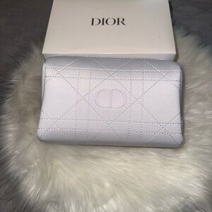 Brand new Dior White Quilted zip up makeup bag